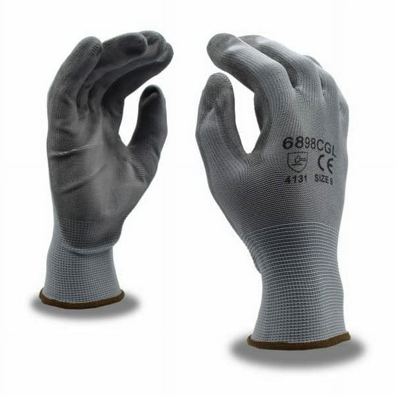 Cordova 6898CGXS Standard Gloves, 13-Gauge, Gray Polyester Shell, Gray Polyurethane Palm Coating, X-Small, 12-Pack