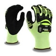thumbnail image 1 of Cordova 7755S OGRE Crx-3 Gloves, 15G Hi-Vis Green Crx Fiber (No Glass Or Steel), Black Sandy Nitrile Palm Coating, Sonic Welded TPR, ANSI Cut Level A3, Small, 1 of 2
