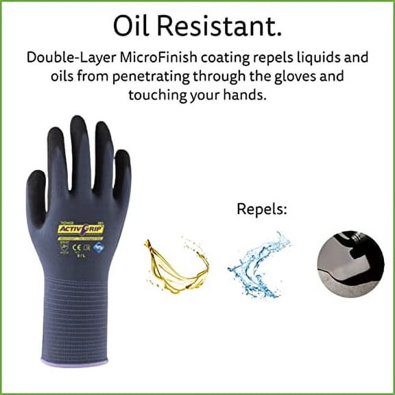 Cordova AG581 Oil Resistant Gloves, MicroFinish Coating for Extra Grip and Oil Resistance, Wet Grip, Nylon, 13-Gauge, Sanitized, Abrasion Resistant, Food Grade, Comfortable, X-Larg