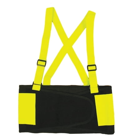 Cordova Safety Products High-Visibility Adjustable Back Support Belt with Attached Suspenders, XX-Large, Lime