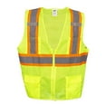 thumbnail image 1 of Cordova Type R, Class II, Lime Mesh Surveyors Vest, Zipper Closure, Two-Tone Contrasting Reflective Tape, Pockets Two Outside Chest, Two Outside Lower, Two Inside Lower, Mic Tabs, 2X-Large, 1 of 2