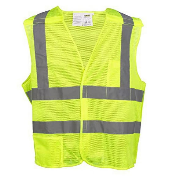 Cordova VB221PFR3XL Type R, Class II, Limited FR, 5-Point Breakaway Vest, Lime Mesh, One Outside Lower Pocket, One Inside Chest Pocket With Hook & Loop Closure, 2 Silver Reflective Tape, 3X-Large
