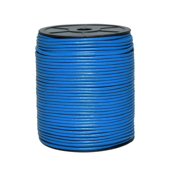 Cords Essentials Round Genuine Leather String Cord, Rope for Jewelry Making, Necklaces, Bracelets, Kumihimo Braiding, Wraps, Crafts and Hobby Projects (BLUE, 3 MM)