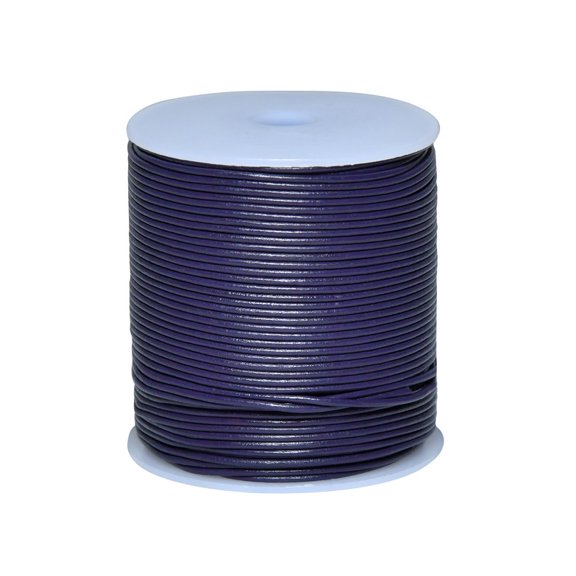 Cords Essentials Round Genuine Leather String Cord, Rope for Jewelry Making, Necklaces, Bracelets, Kumihimo Braiding, Wraps, Crafts and Hobby Projects (VIOLET 1.5 MM)