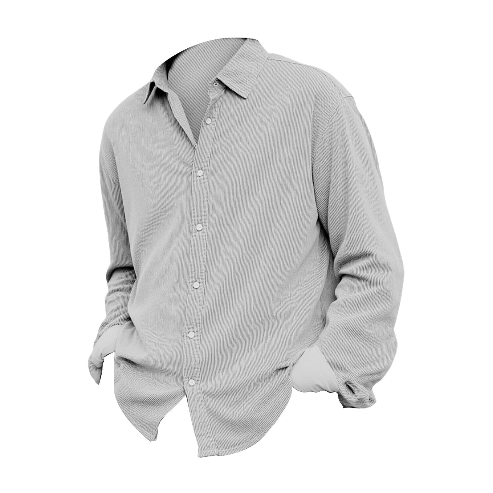 Corduory Button Down Shirts for Men Long Sleeve Casual Collared Wrinkle ...