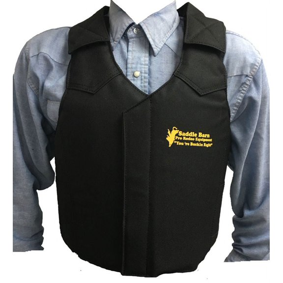 SADDLE BARN BLACK CORDURA PRO RODEO RIDING PROTECTIVE VEST - ADULT