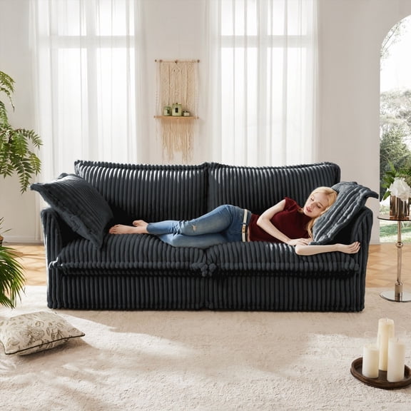Corduroy 2-Seater Sofa for Small Spaces - Elegant with Removable Cover and Super Comfort