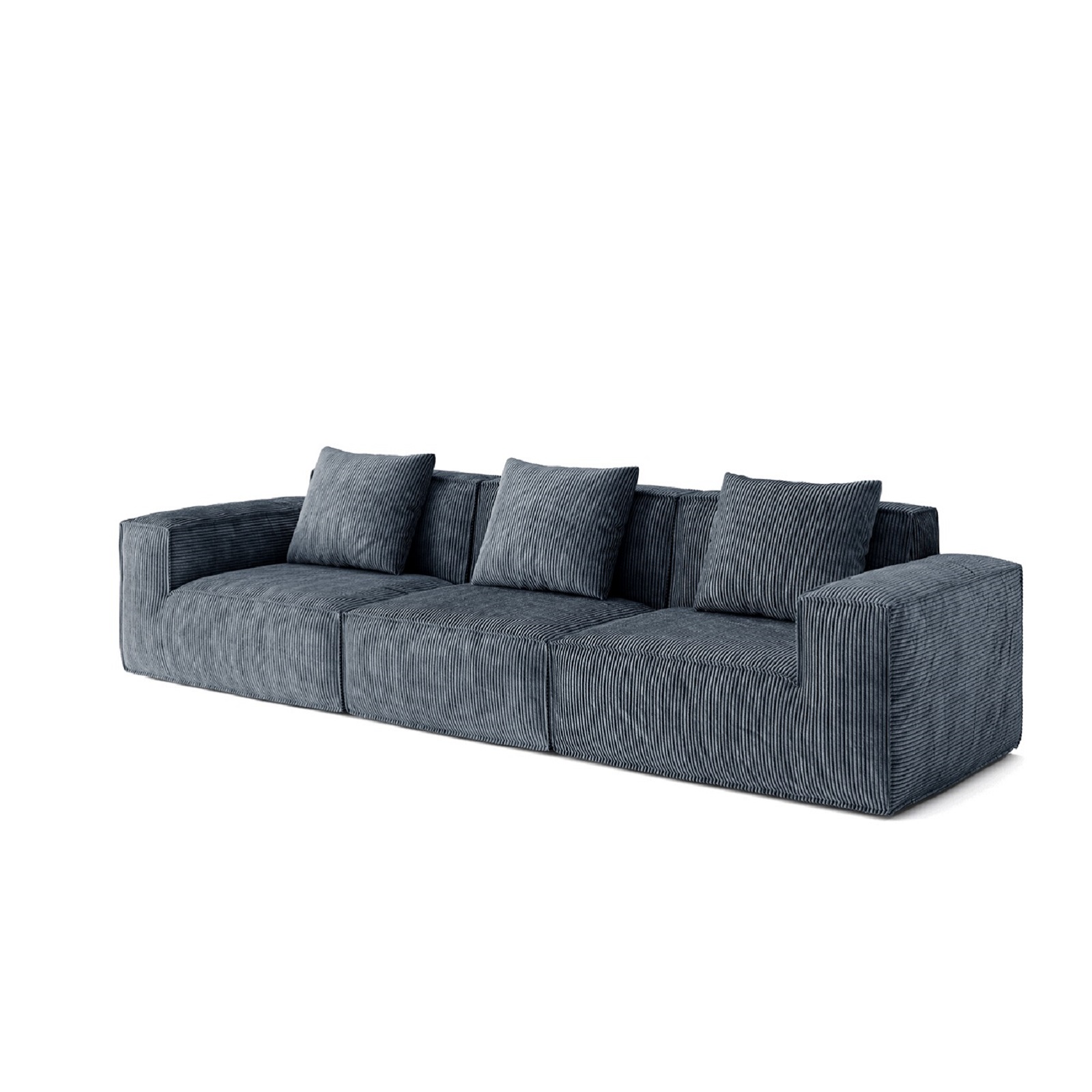 Corduroy 3-Seater Compressed Modular Sectional Sofa with Comfy Armrest ...