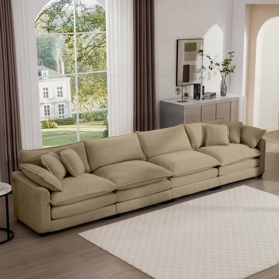 Modern Corduroy 4-Seater Sofa 2208075cm, Comfortable & Easy to Assemble