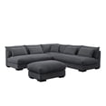 thumbnail image 1 of Corduroy 6 Seater Modern Sofa Couches with Ottoman, 1 of 5