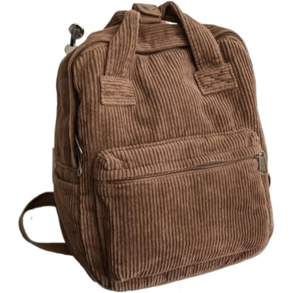 Corduroy Backpack Cute Large Capacity Aesthetic Backpack Cute Canvas Backpack Casual Travel Daypacks (Brown)