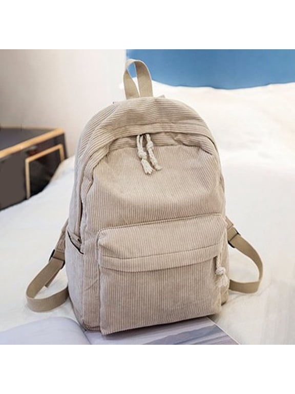 Corduroy Backpack Vintage Fluffy Plush Solid Color School Bags Casual Daypack