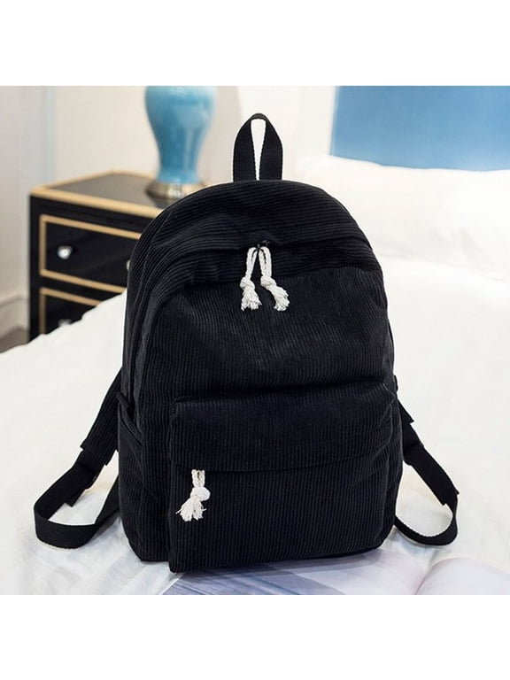 Corduroy Backpack Vintage Fluffy Plush Solid Color School Bags Casual Daypack