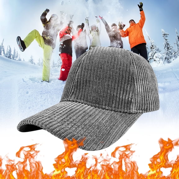 Corduroy Baseball Cap for Men and Women, Thermal Lined Winter Hat with Faux Lamb Wool, Adjustable Cold Weather Beanie for Outdoor Activities and Travel Gifts