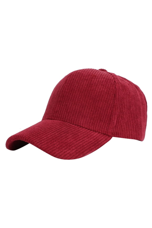 Corduroy Baseball Cap for Men and Women, Fleece Lined Winter Hat, Warm Soft Thermal Cap for Outdoor Travel, Hiking, and Cold Weather Activities-Red