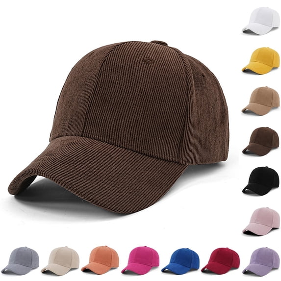 Corduroy Baseball Cap for Women and Men Adjustable Vintage Low Profile Solid Color Dad Hat Black One Size