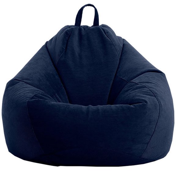 Corduroy Bean Bag Chair Cover, Bean Bag Cover (No Filler) Oversized Soft Stuffed Animal Storage Bean Bag Chair Cover for Kids Zipper Beanbag Cover-Navy-39x47