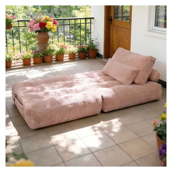 Corduroy Beanbag Chair 70.8", Fluffy Cloud Couch for Living Room - Pink