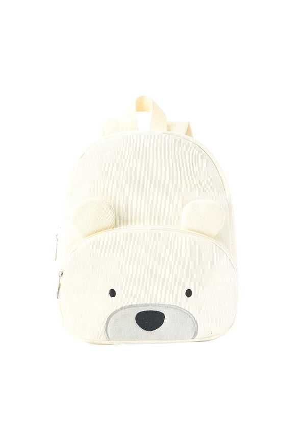 Corduroy Bear Backpack, Cute Bears Face Backpacks, Lightweight Soft Daypack, Animal Themed Daybag for Travel Camping Hiking Picnic Office Supplies
