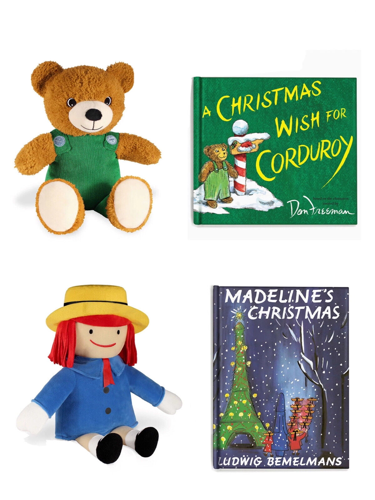 Corduroy Bear Madeline Doll With Christmas Books BUNDLE Plush 12