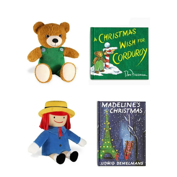 Corduroy Bear & Madeline Doll With Christmas Books BUNDLE Plush 12 Kohls Gift New