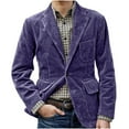 thumbnail image 1 of Corduroy Blazer Men Big and Tall Retro Casual Single Breasted Suit Jackets Solid Color Long Sleeve Lapel Business Coats (Purple L), 1 of 6