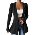 thumbnail image 1 of Corduroy Blazer for Women Casual One Button Flared Collarless Blazers Long Sleeve Office Work Suit Jackets Black S, 1 of 6