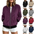 thumbnail image 1 of Corduroy Bomber Jacket For Women, Full Zip-Up Long Sleeve Baseball Coat, Fall Fashion Casual Trendy Outerwear S-XXL, 1 of 7