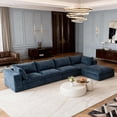 thumbnail image 1 of Corduroy Boneless Sofa Couch with Ottoman, Thick Cushion & Memory Foam, L Shape Flexible Modular Sectional Couches, No Assembly Required, 158" W Cozy Cloud Fluffy Sofa for Living Room, 1 of 16