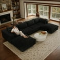 thumbnail image 1 of Corduroy Boneless Sofa Couch with Ottoman, Thick Cushion & Memory Foam, L Shape Flexible Modular Sectional Couches, No Assembly Required, 158" W Cozy Cloud Fluffy Sofa for Living Room, 1 of 11