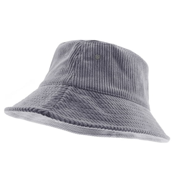 Corduroy Bucket Hat Lightweight Casual Solid Color Unisex Cotton Fishing Hat, Light Gray
