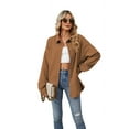 thumbnail image 1 of Corduroy Button Down Shirts for Women Dressy Casual Long Sleeve Loose Fit Shacket with Pocket Caramel Color L, 1 of 7