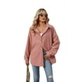 thumbnail image 1 of Corduroy Button Down Shirts for Women Dressy Casual Long Sleeve Loose Fit Shacket with Pocket Pink XL, 1 of 7