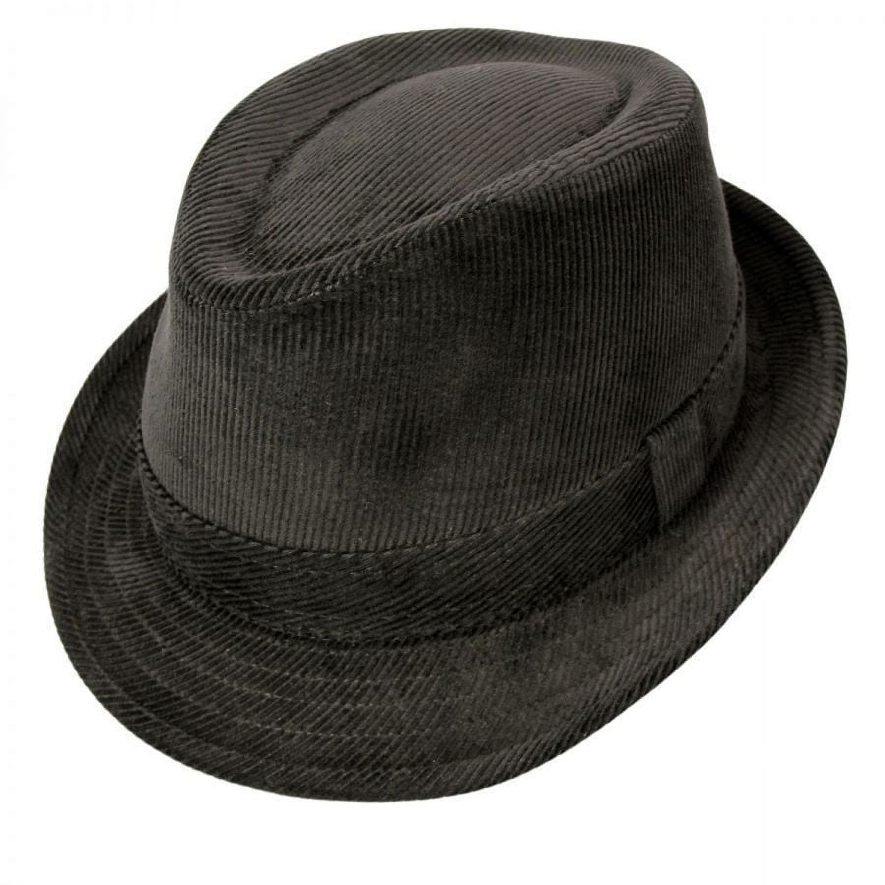 Corduroy C-Crown Trilby Fedora Hat - XL - Black