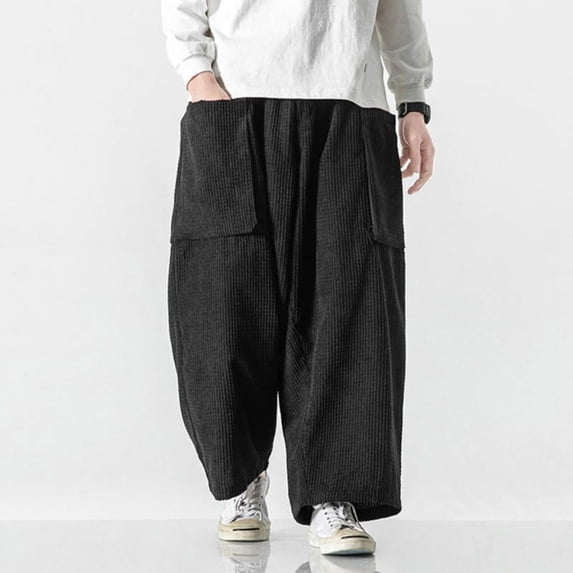 Corduroy Cargo Pants Japanese Vintage Side Pockets Harem Pants Casual Streetwear Jogger Sweatpants Loose Oversized Trousers