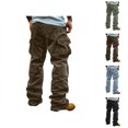 thumbnail image 1 of Corduroy Cargo Pants for Men Fall Winter Casual Loose Windproof Work Pants with Pockets Trousers, 1 of 1