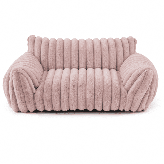 Corduroy Cat Sofa Bed with Removable Washable Cover, 3-Sided Bolster Pet Couch for Indoor Cats and Small Dogs, Anti-Slip Base