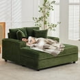 thumbnail image 1 of Corduroy Chaise Lounge Chair Sleeper Sofa Bed – 54″ Oversized Upholstered Chair with Charging Ports, Cup Holders & Pillows for Living Room, Bedroom, Office Green, 1 of 8