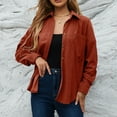 thumbnail image 1 of Corduroy-Coats for Women with Pocket Button Up Collared Long Sleeve Shackets Jackets Ladies Casual Solid Loose Comfort Outerwear Coat, 1 of 6