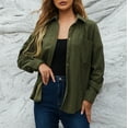 thumbnail image 1 of Corduroy-Coats for Women with Pocket Button Up Collared Long Sleeve Shackets Jackets Ladies Casual Solid Loose Comfort Outerwear Coat, 1 of 7