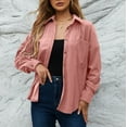 thumbnail image 1 of Corduroy-Coats for Women with Pocket Button Up Collared Long Sleeve Shackets Jackets Ladies Casual Solid Loose Comfort Outerwear Coat, 1 of 6