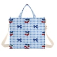 thumbnail image 1 of Corduroy Composite Fabric Tote Bag Magnetic Snap Large Capacity Crossbody Bag Beige Shoulder Strap Cherry and Blue Bows, 1 of 8
