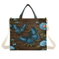 thumbnail image 1 of Corduroy Composite Fabric Tote Bag Magnetic Snap Large Capacity Crossbody Bag Beige Shoulder Strap Music Score and Mysterious Butterfly, 1 of 8