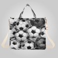 thumbnail image 1 of Corduroy Composite Fabric Tote Bag Magnetic Snap Large Capacity Crossbody Bag Beige Shoulder Strap Vintage Soccer Ball Collage, 1 of 7