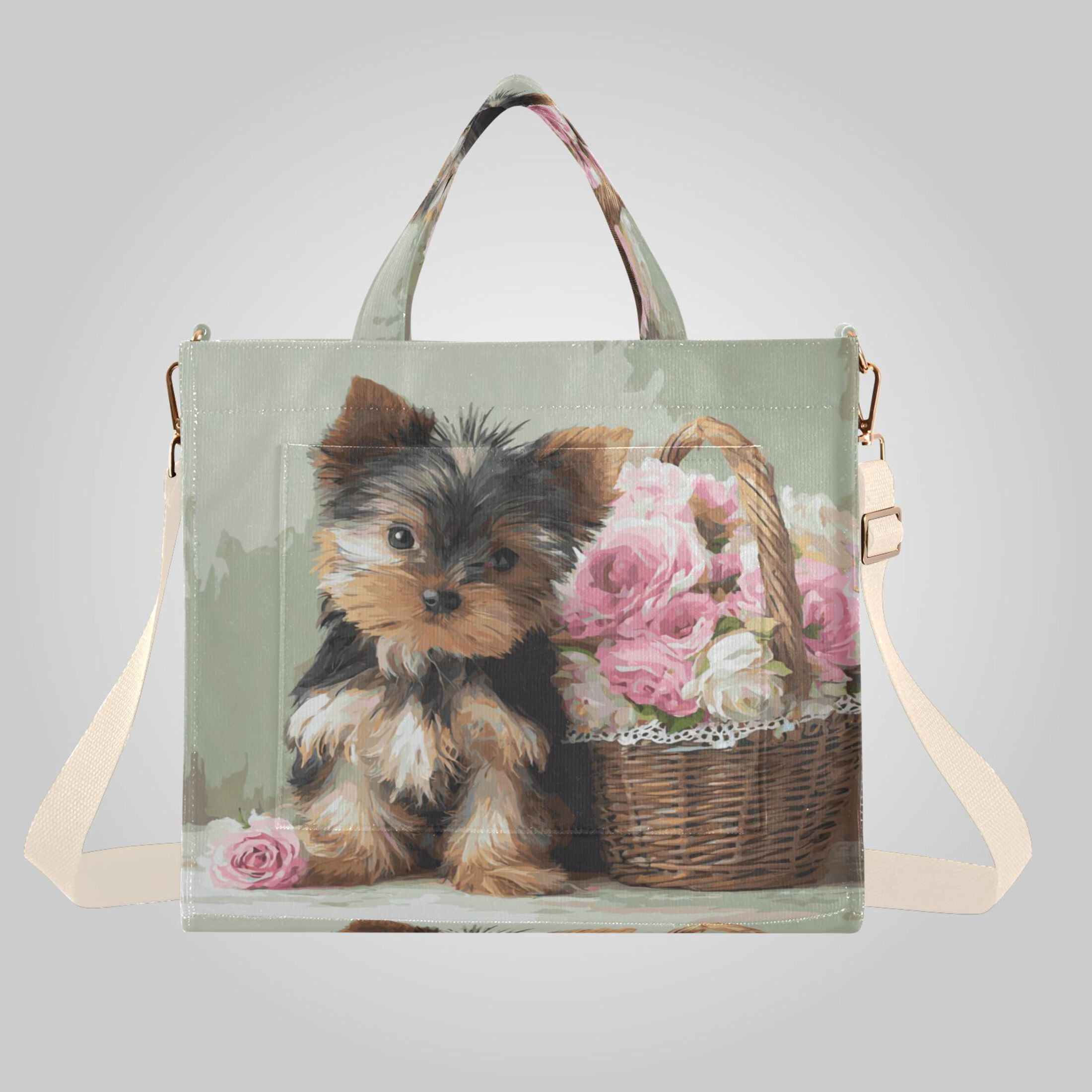 Corduroy Composite Fabric Tote Bag Magnetic Snap Large Capacity ...