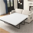 thumbnail image 1 of Corduroy Convertible Sofa Bed with Full Mattress, USB Charging, Cup Holders & Storage for Modern Living Room, Beige, 1 of 10