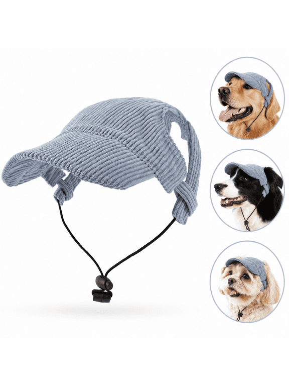 Corduroy Dog Baseball Cap, Dog Hats Dog Sun Hat, Golden Retriever Hat Cat Ear Hat, Adjustable Foldable Breathable Summer Beach Visor Sunbonnet with Ear Holes for Medium Large Dogs Cats