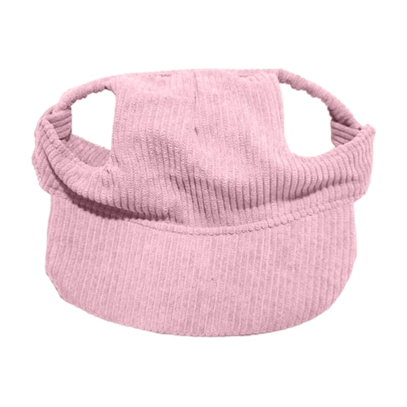 Corduroy Dog Baseball Hat with Ear Holes and Adjustable Chin Strap Breathable Sun Protection Summer Cap for Large Golden Retrievers and Labradors Pink