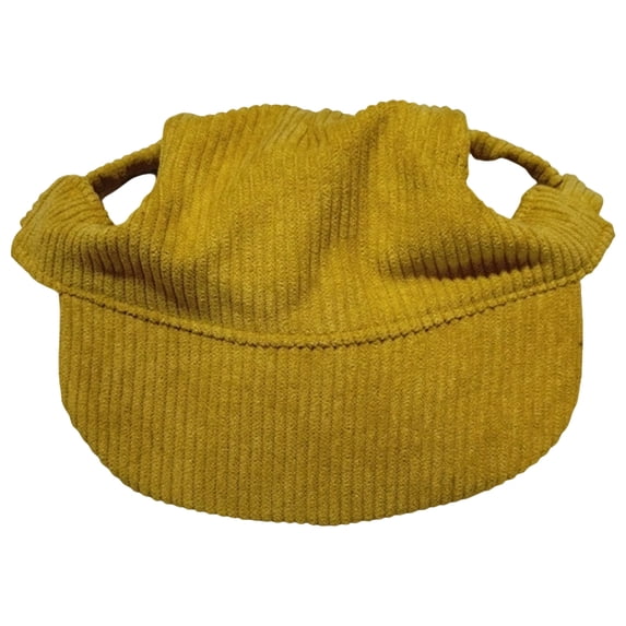 Corduroy Dog Baseball Hat with Ear Holes and Adjustable Chin Strap Breathable Sun Protection Summer Cap for Large Golden Retrievers and Labradors Yellow