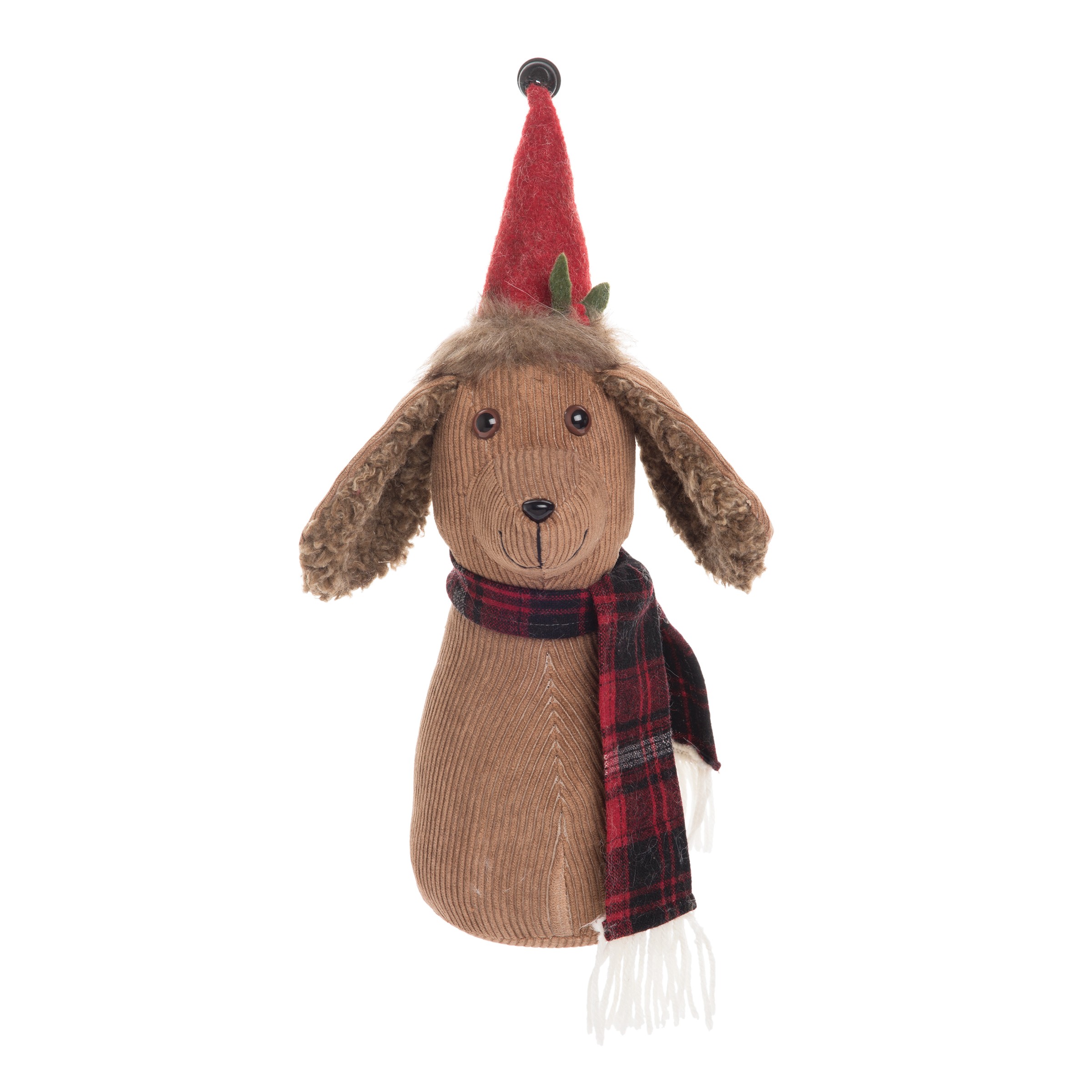 Corduroy Dog Weighted Door Stop Christmas Decor